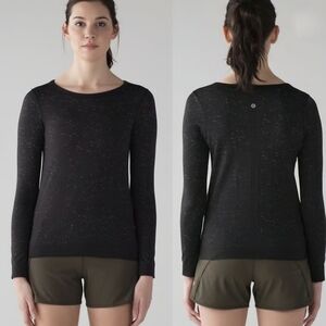 Lululemon Swifty Tech Long Sleeve Top 6 Black Sparkle Speckle Seamless Ski Run